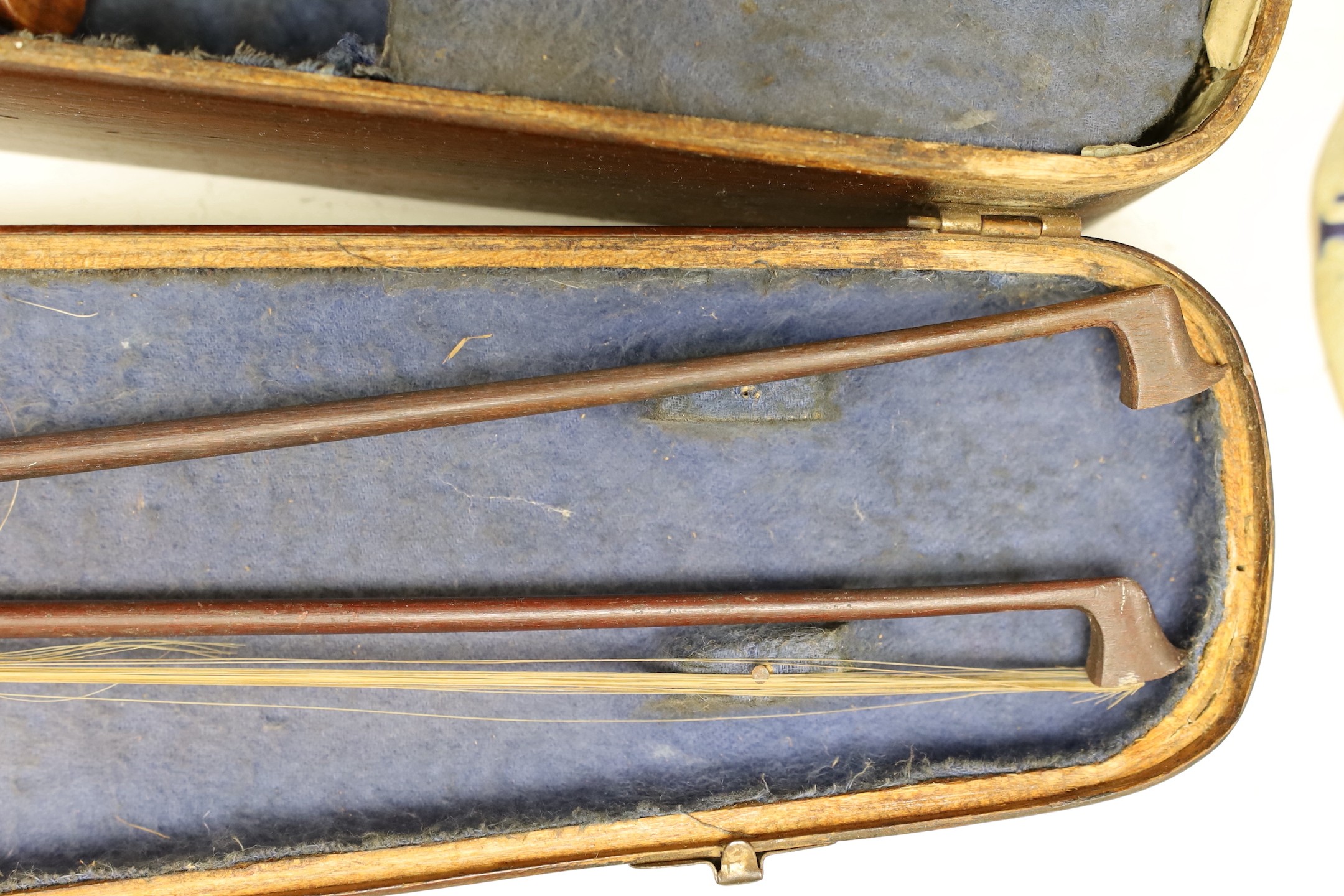 A 3/4 size violin, length of back 33cm, wooden case